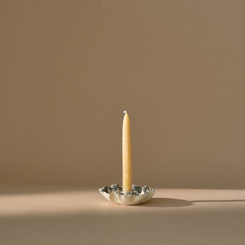 Ruffle Candle Bowl | Cream & Black Terrazo Candles & Incense 