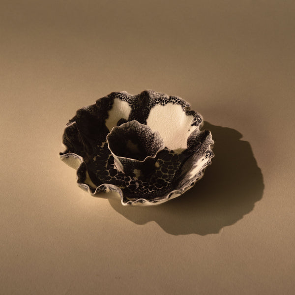Ruffle Candle Bowl | Cream & Black Terrazo Candles & Incense 