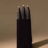 Taper Candle Set of 3 | Unscented Black Candles 