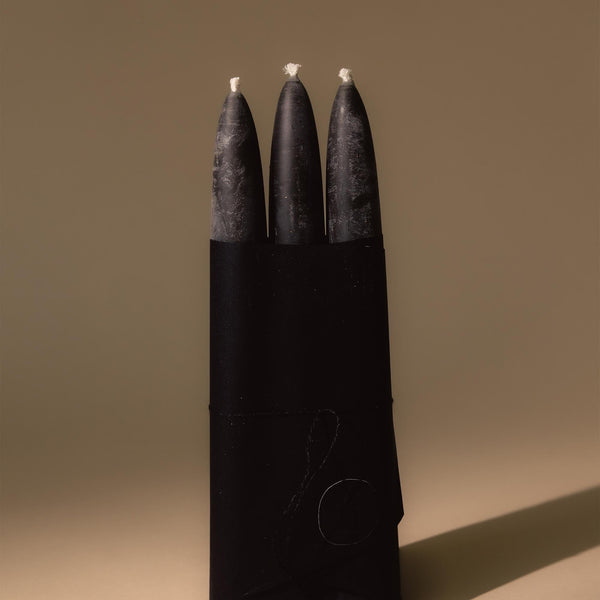 Taper Candle Set of 3 | Unscented Black Candles 