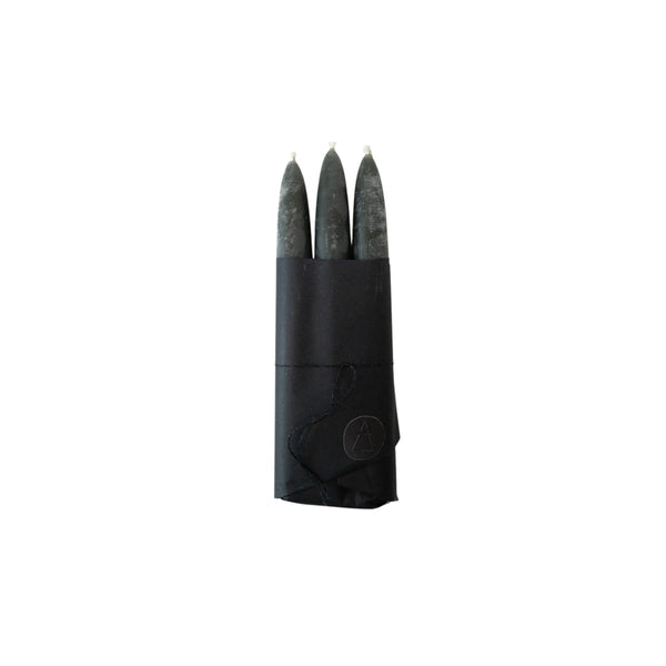 Taper Candle Set of 3 | Unscented Black Candles 