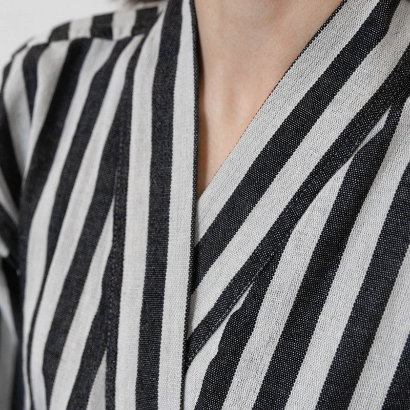 Turkish Linen Robe | Black Stripe Textiles 