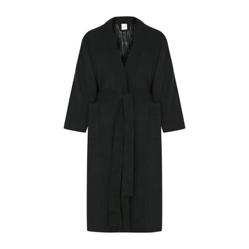 Turkish Linen Robe | Solid Black Textiles 