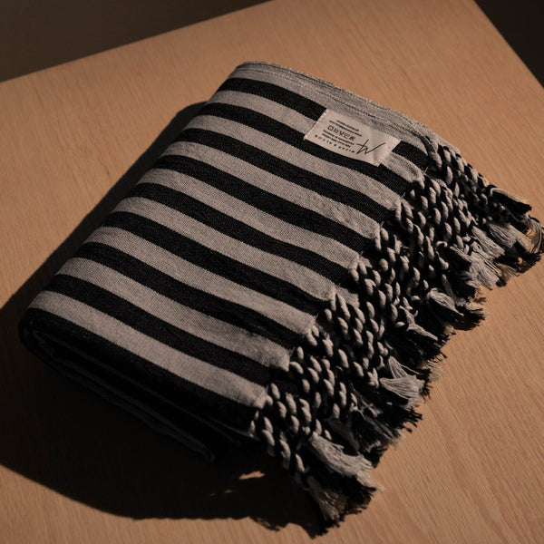 Turkish Linen Towel | Black Stripe Textiles 