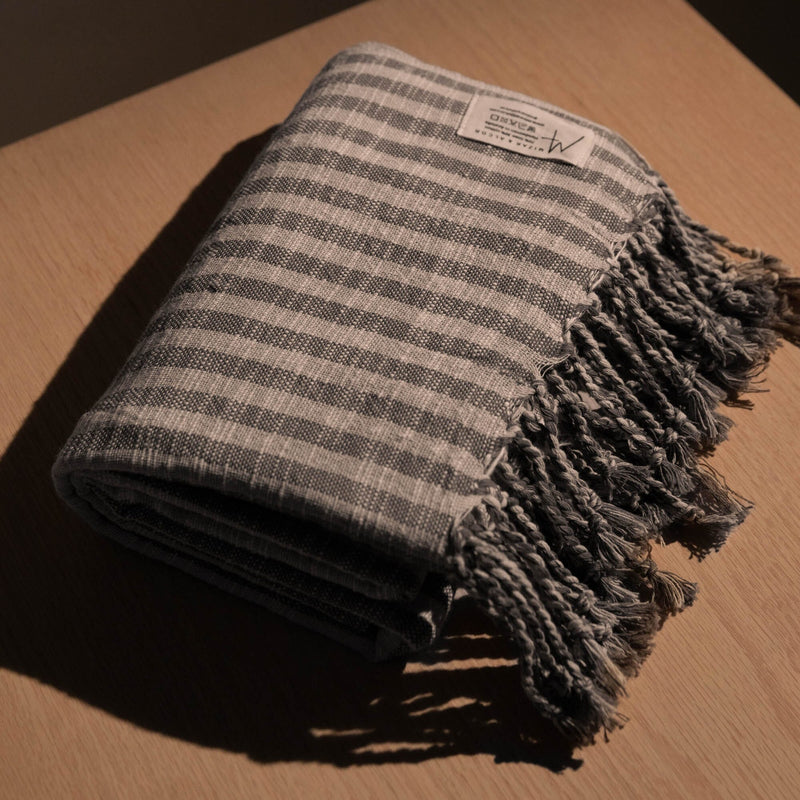 Turkish Linen Towel | Grey Stripe Textiles 