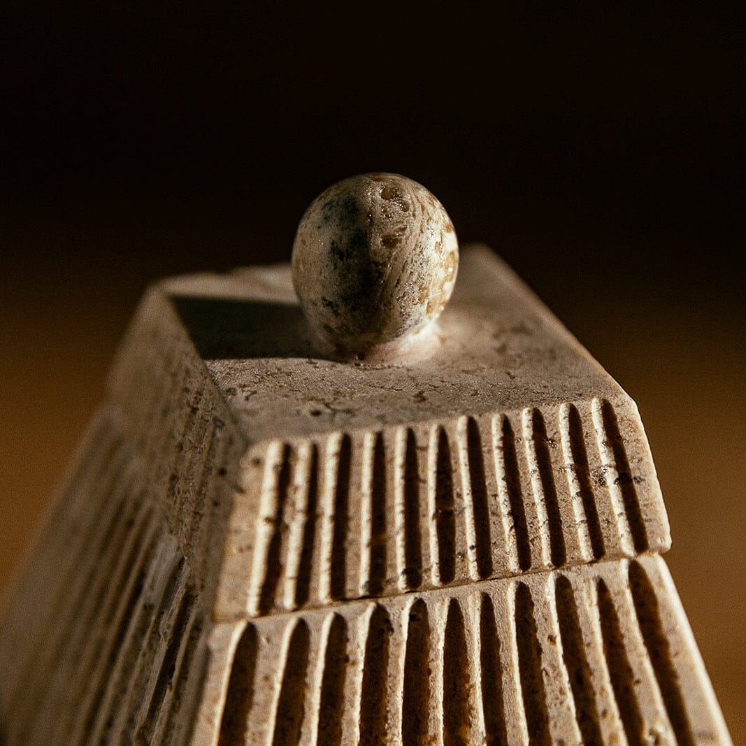 Vega Box | Travertine Decorative Jars 