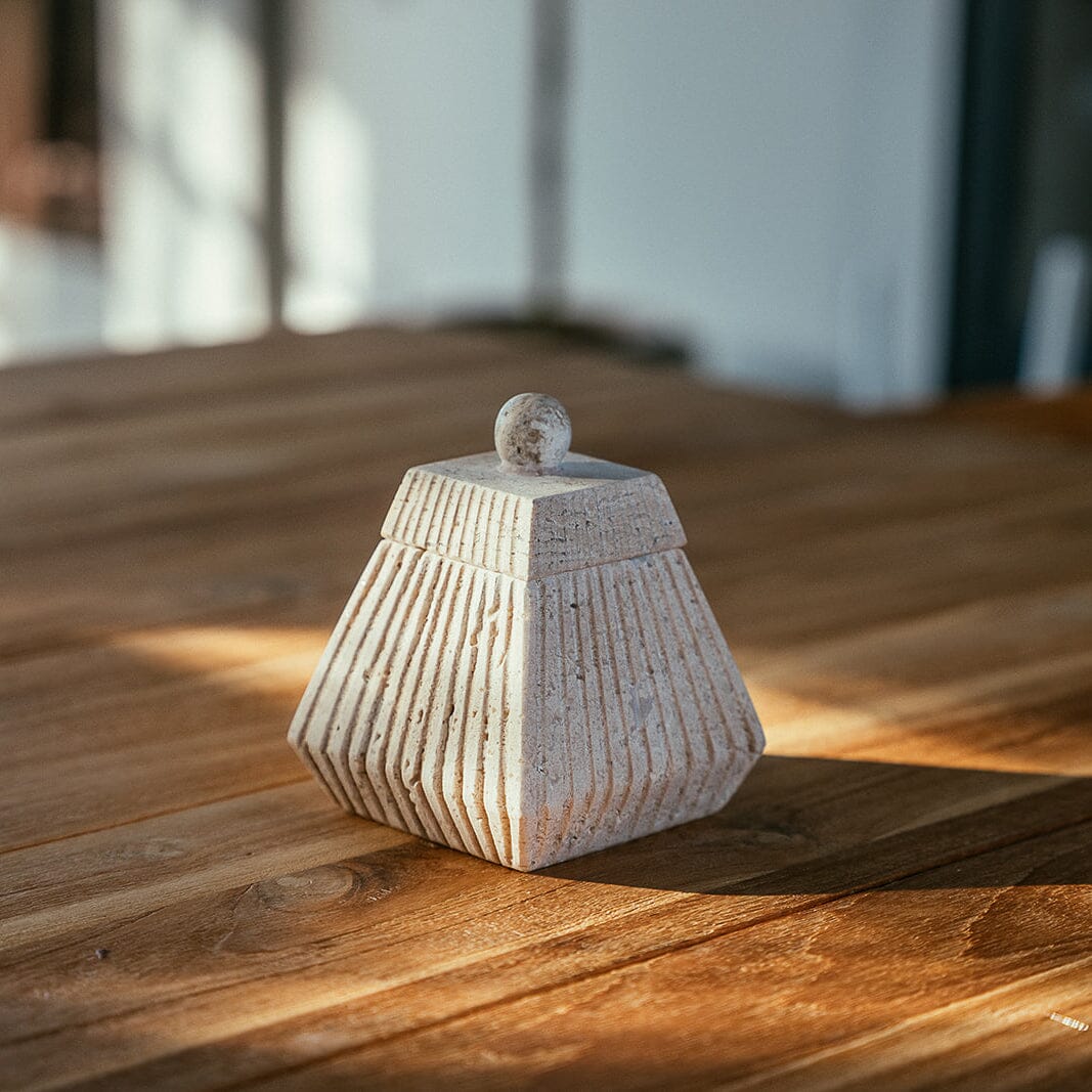 Vega Box | Travertine Decorative Jars 