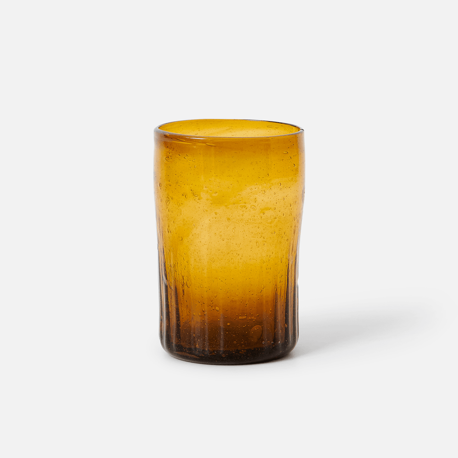 Recycled Glass Ripple Tumblers_Herat Glass_201-71-2097-809AmberOS | Obakki