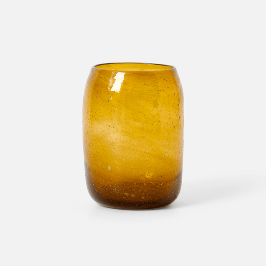Recycled Glass Rounded Tumblers_Herat Glass_201-71-2096-809AmberOS | Obakki