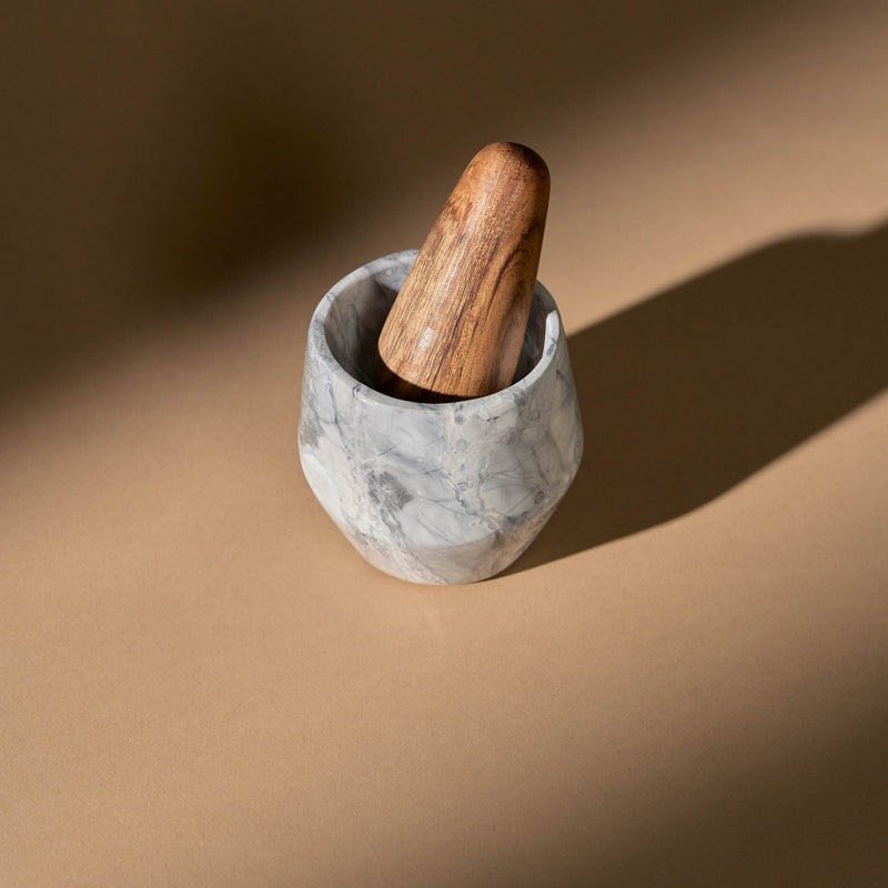 Small Holbox Mortar and Pestle | White Mortar + Pestles Ayres Obakki