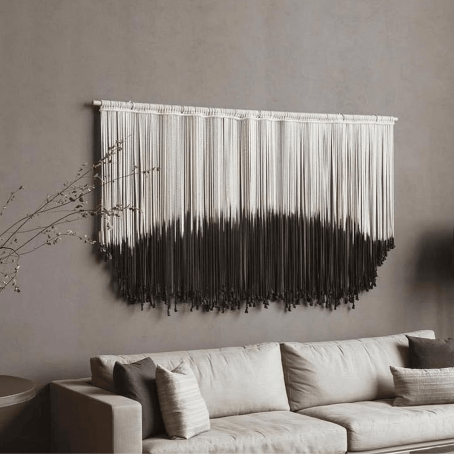Textile Art Wall Hanging | Dyed Thread_Mariella Motilla_201-75-2131-161BLKWHTOS | Obakki