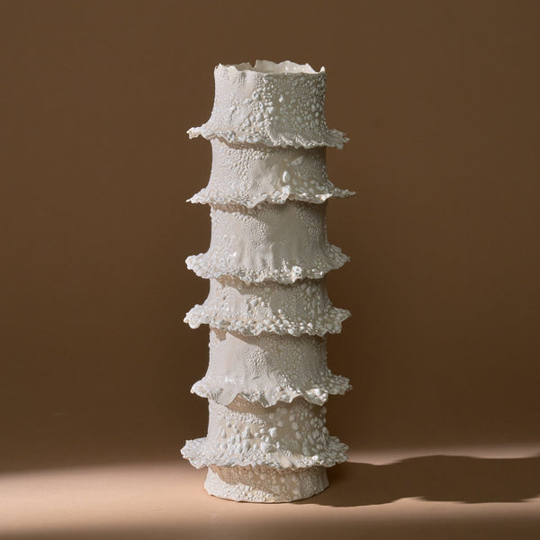 Torn Tier Vase | Cream Lichen - Candles & Incense by Nathalee Paolinelli | Obakki