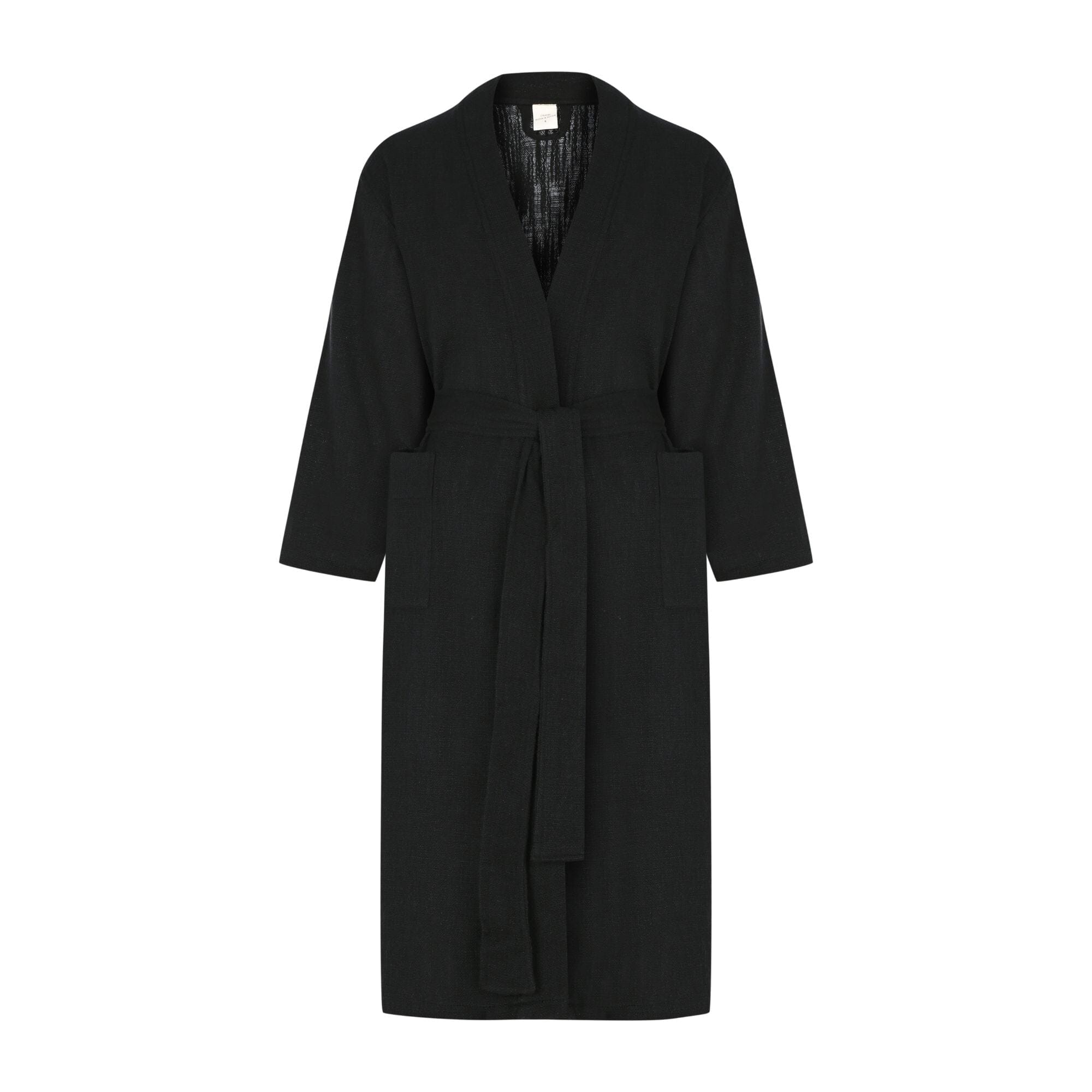 Turkish Linen Robe | Solid Black_Mizar & Alcor_201-60-1258-171BLKS | Obakki