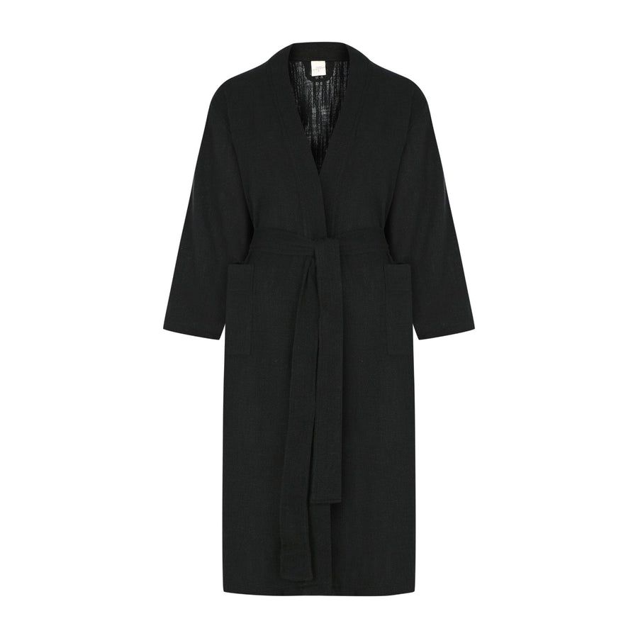 Turkish Linen Robe | Solid Black_Mizar & Alcor_201-60-1258-171BLKS | Obakki