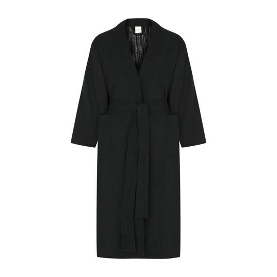 Turkish Linen Robe | Solid Black_Mizar & Alcor_201-60-1258-171BLKS | Obakki