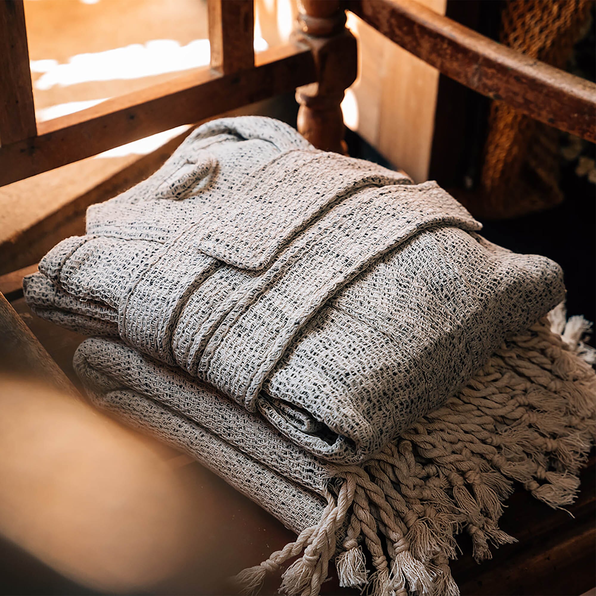 Turkish Linen Robe | Speckled Grey_Mizar & Alcor_201-60-1259-171GRYS | Obakki