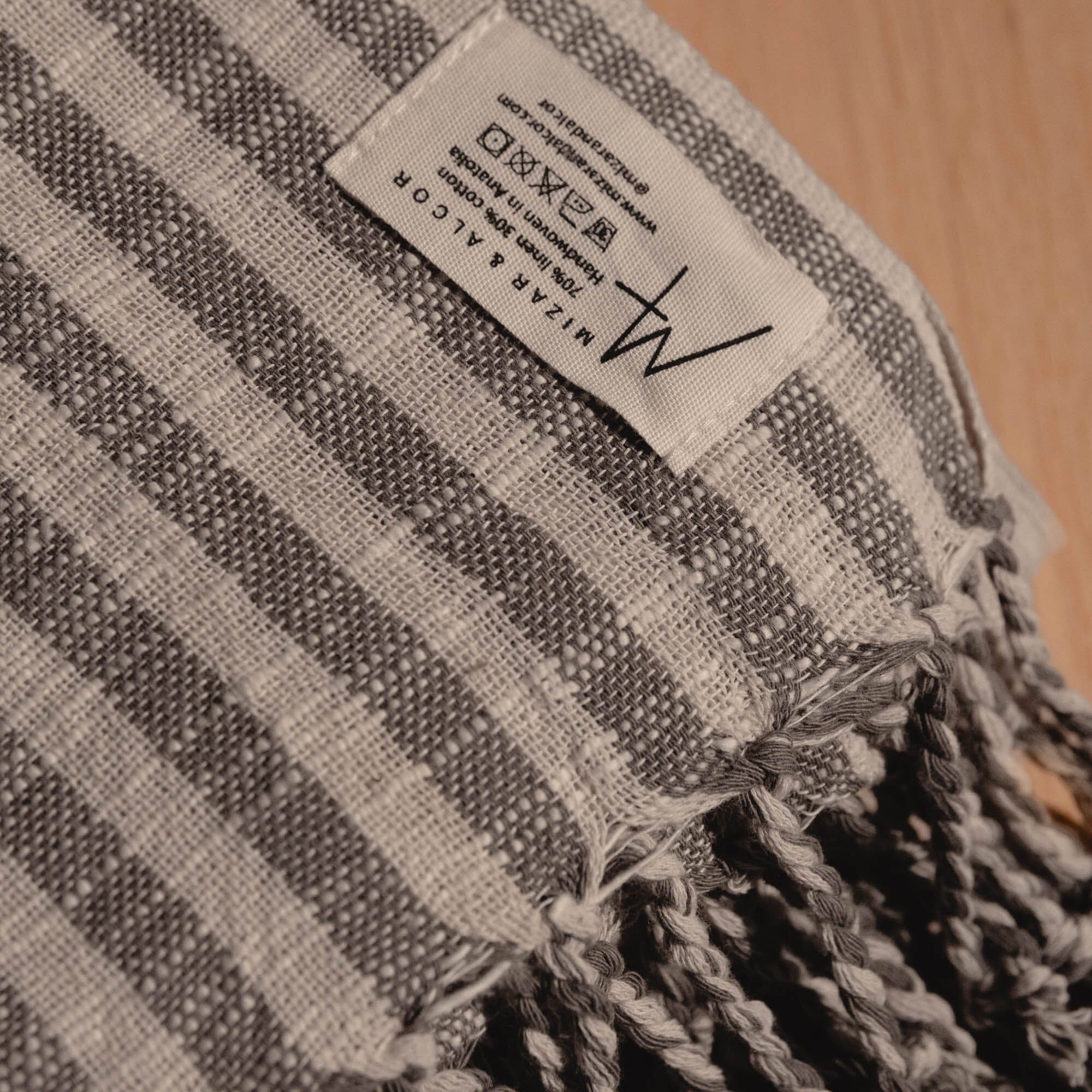 Turkish Linen Towel | Grey Stripe_Mizar & Alcor_201-60-1037-171GRYSTRIPEOS | Obakki