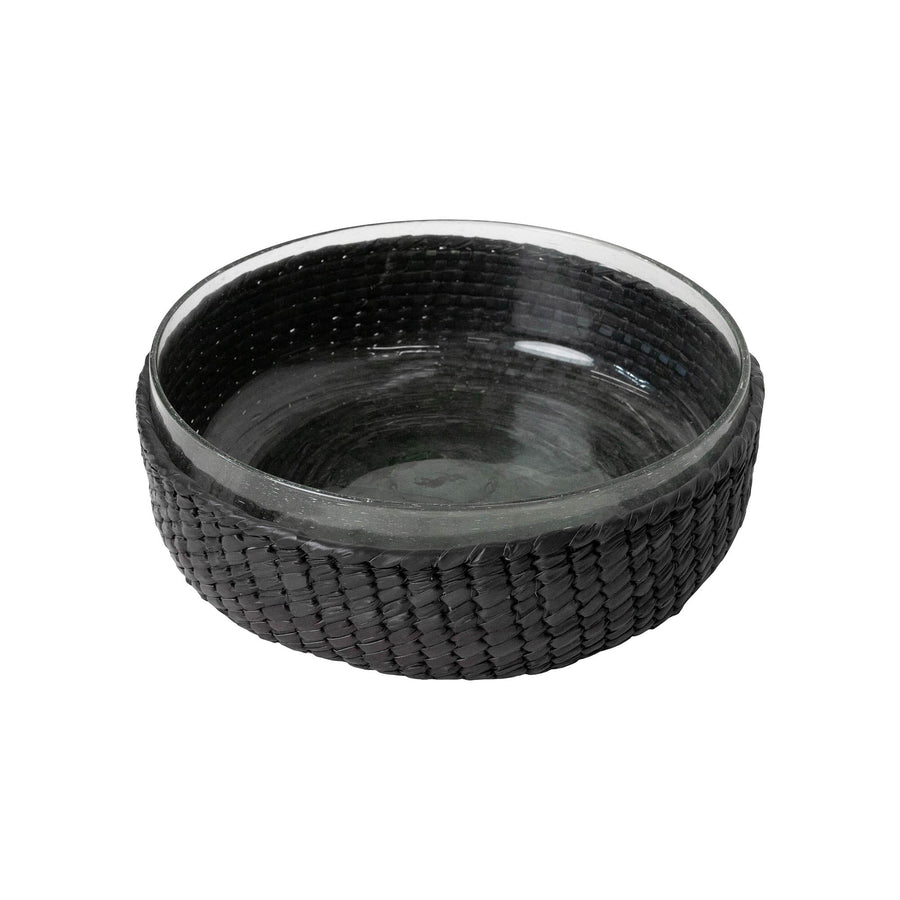 10.5" Recycled Glass Salad Bowl_AC Palma_201-54-0362-149Clr/BlkPlmOS | Obakki