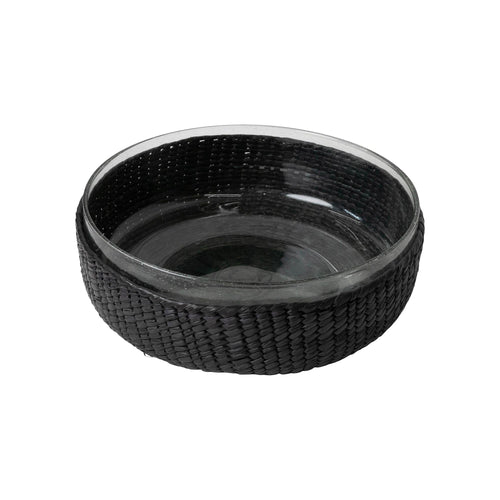 13" Recycled Glass Salad Bowl_AC Palma_201-54-0363-149Clr/BlkPlmOS | Obakki