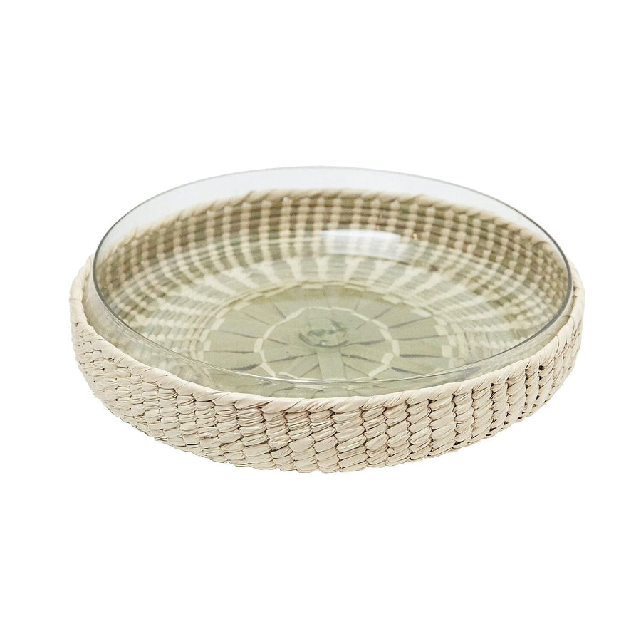 13" Recycled Glass Salad Bowl_AC Palma_201-54-0363-149Clr/NatPlmOS | Obakki