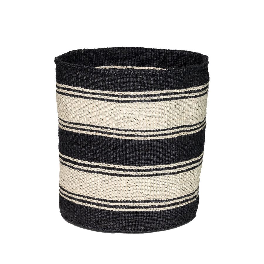 18" Sisal Basket | Stripe_Kitui_201-70-0142-114Blk / Nat StripeOS | Obakki