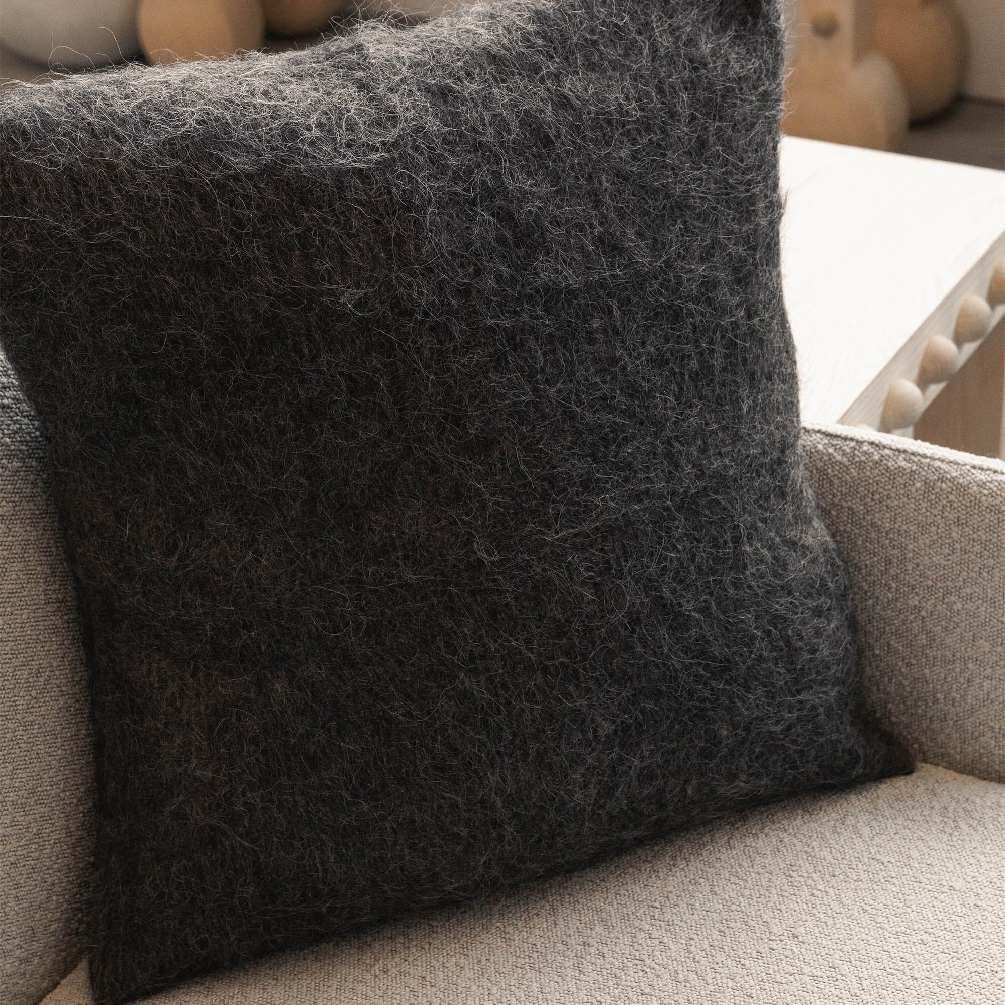 Brushed Wool Cushion Cover | Dark Grey_Weavers of Chiapas_201-64-1217-180DarkGreyOS | Obakki