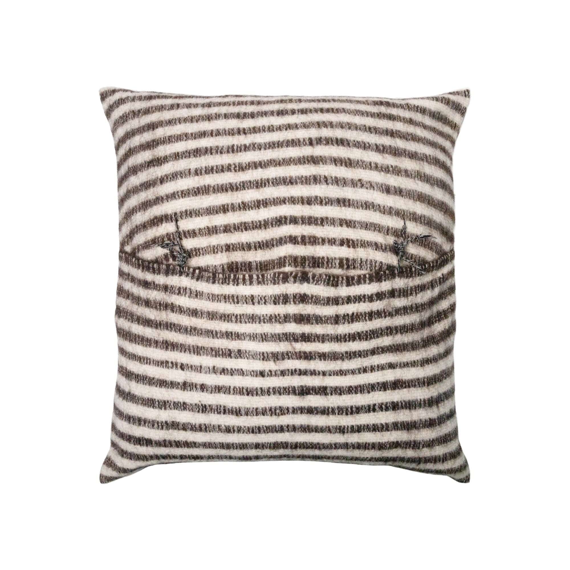 Brushed Wool Cushion Cover | White Stripe Cushion Covers Weavers of Chiapas Obakki