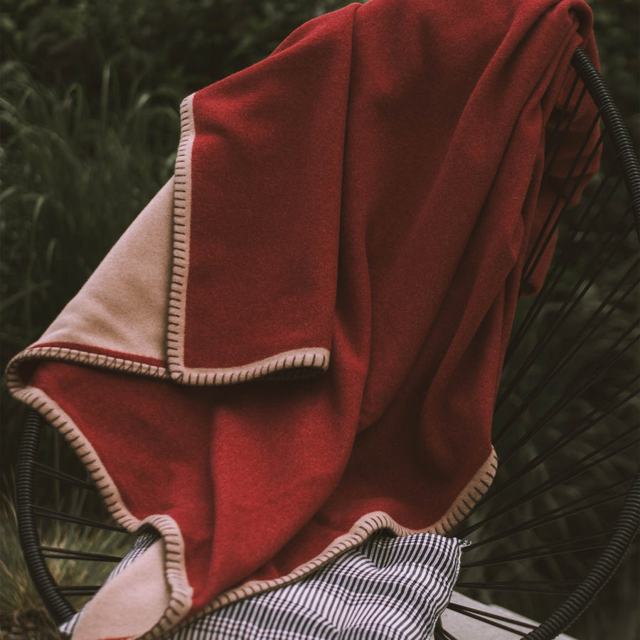 Doppio Double Sided Blanket | Red - Camel_R+D.Lab_201-64-0576-160RD-CMLOS | Obakki