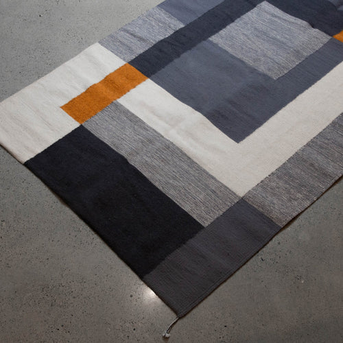 Hand - woven Oaxacan Square Frame Rug_Jose Mendoza_201-64-0098-715CUADROS3x5 | Obakki
