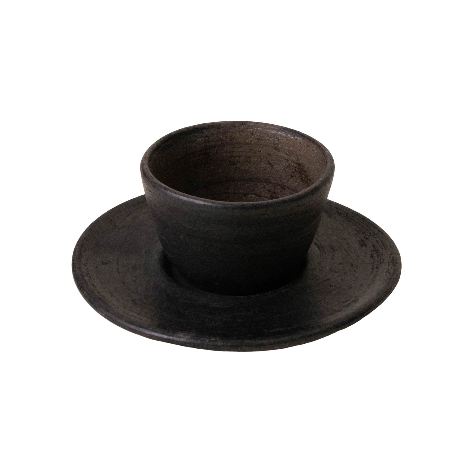 Oaxacan Clay Espresso Cup & Saucer - Drinkware by Ana Beatriz | Obakki