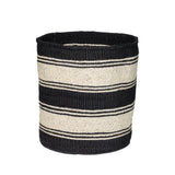 18" Sisal Basket | Stripe Baskets Black 