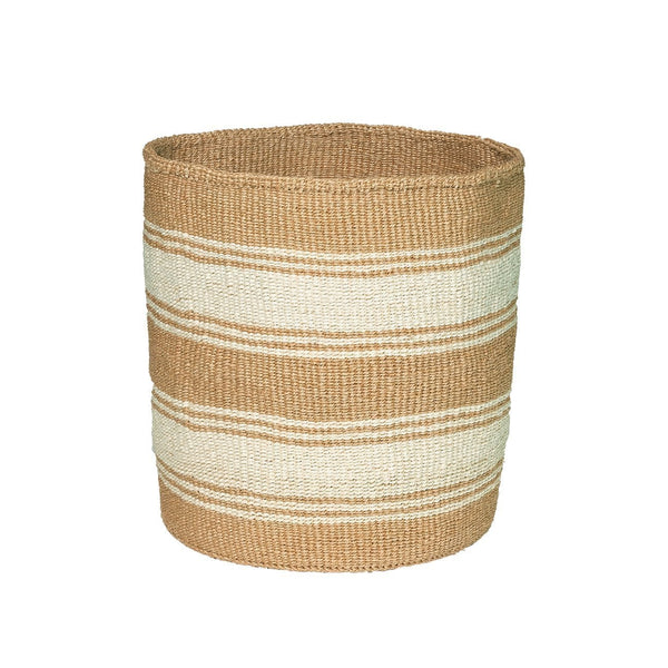 18" Sisal Basket | Stripe Baskets Sand 