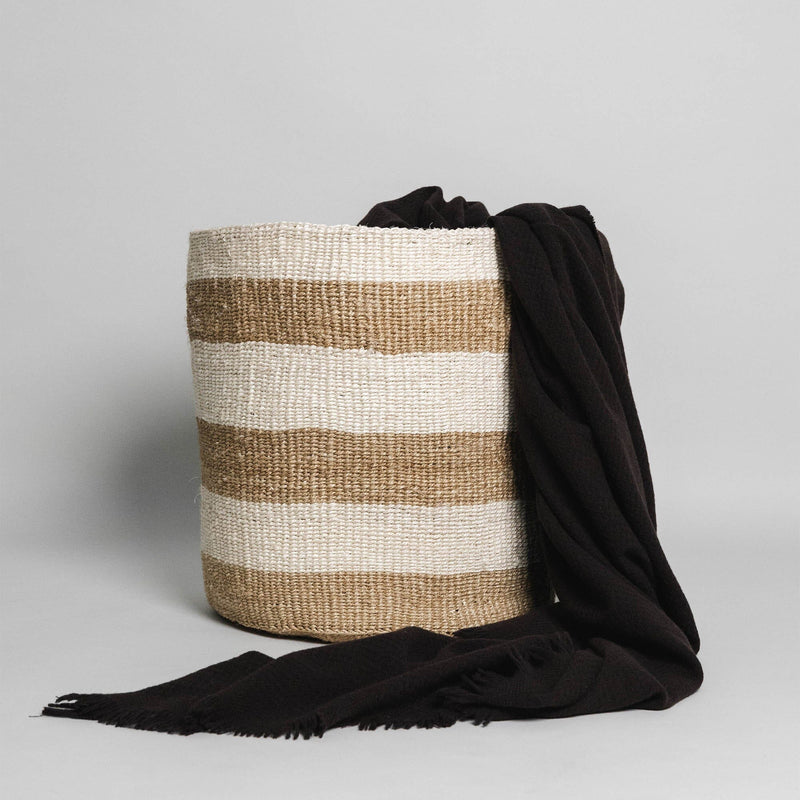 18" Sisal Basket | Stripes Home Decor Sand 