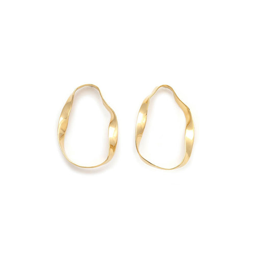 Abstract Oval Earrings Jewelry 18K Gold Plated 