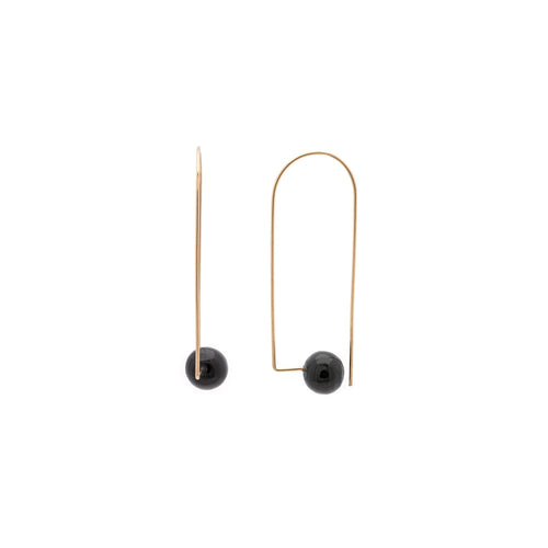 Beaded Arch Earrings Jewelry Black/Gold 