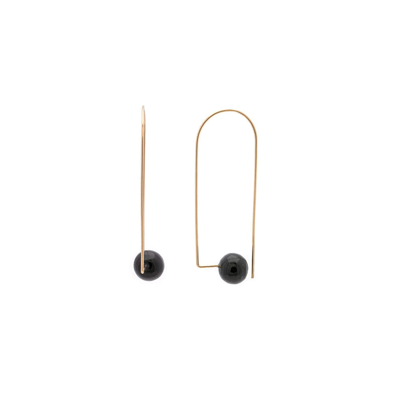 Beaded Arch Earrings Jewelry Black/Gold 