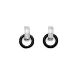 Circle Horn Drop Earrings Jewelry Black/Silver 
