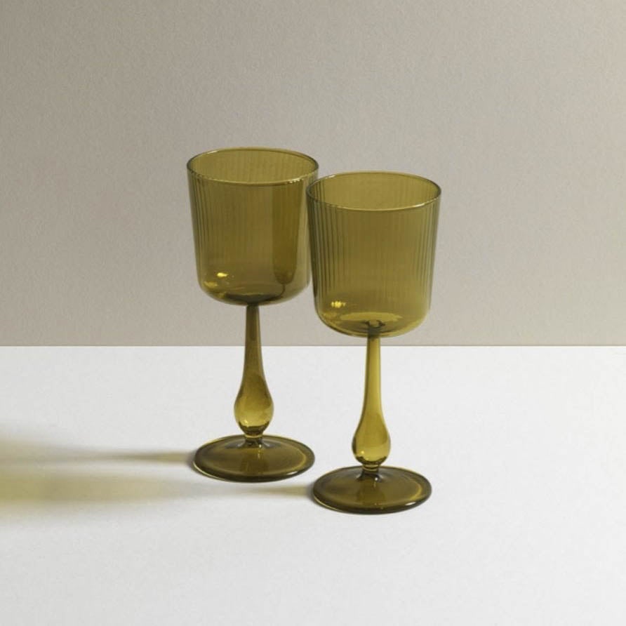 Citrine Green Luisa Calice | Set of 2 Glassware 