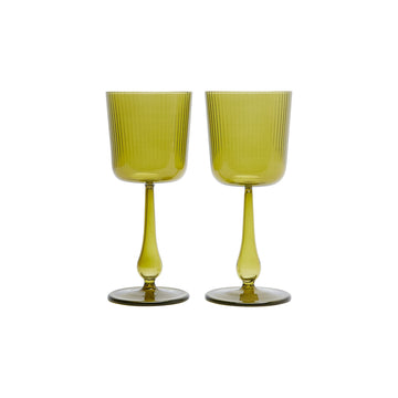 Citrine Green Luisa Calice | Set of 2 Glassware 