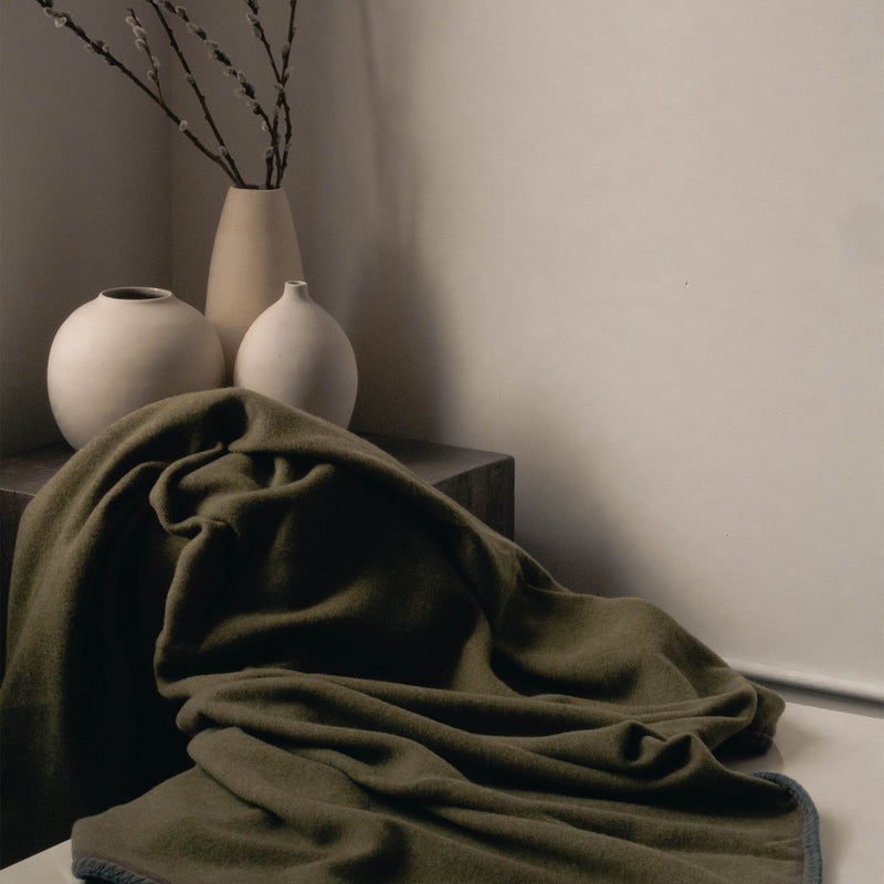 Doppio Double Sided Blanket | Moro-Citrine Home Textiles Moro Brown/Citrine Green 