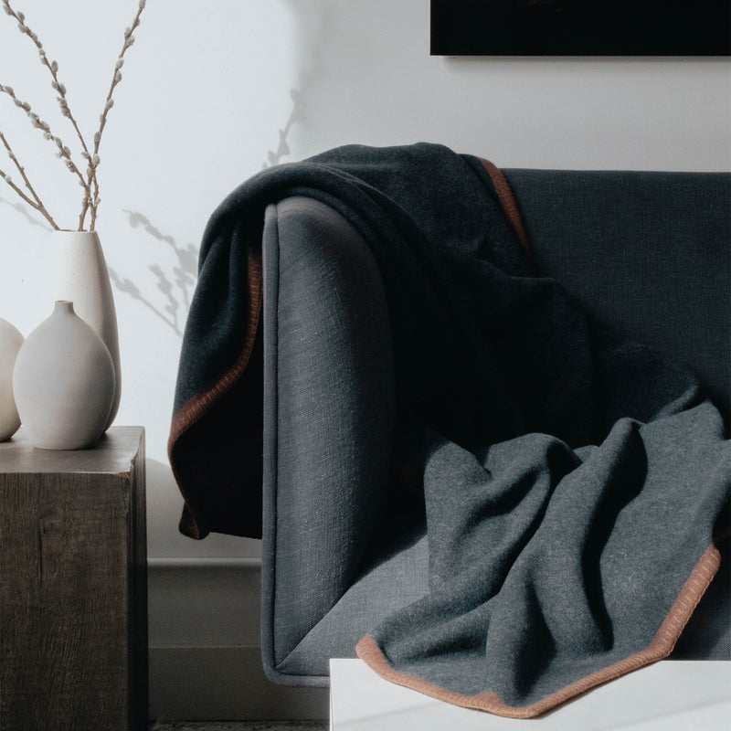 Doppio Double Sided Blanket | Moss-Rust Home Textiles 