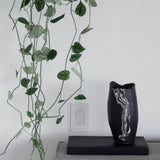 Faceted Vase | Black with White Vases + Planters 