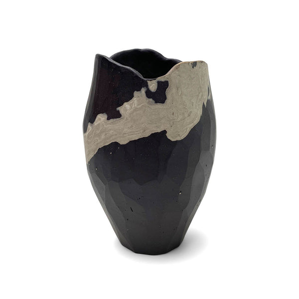 Faceted Vase | Black with White Vases + Planters Black/White M 