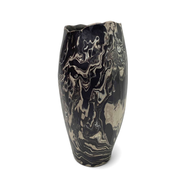 Faceted Vase | Dark Marble Vases + Planters Marbled Dark M 