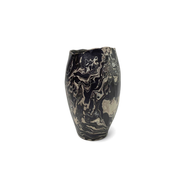 Faceted Vase | Dark Marble Vases + Planters Marbled Dark XS 