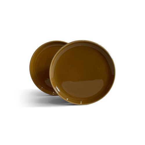 Flat Side Plate | Set of 2 Plates Ocher Tan 2Set 