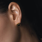 Horn Inset Studs Jewelry 18K Gold Plated 