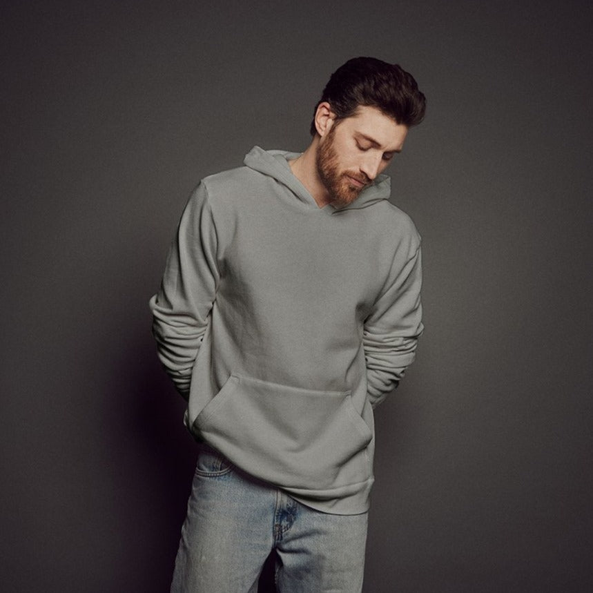 Men's 100% Organic Cotton Hoodie Clothing Grey Small 