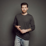 Men's Heathered Long Sleeve T-Shirt Clothing Heather Charcoal Small 