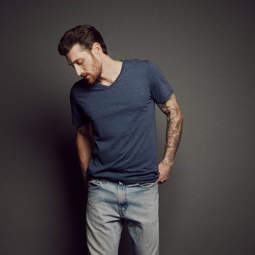 Men's Heathered V-Neck Clothing 